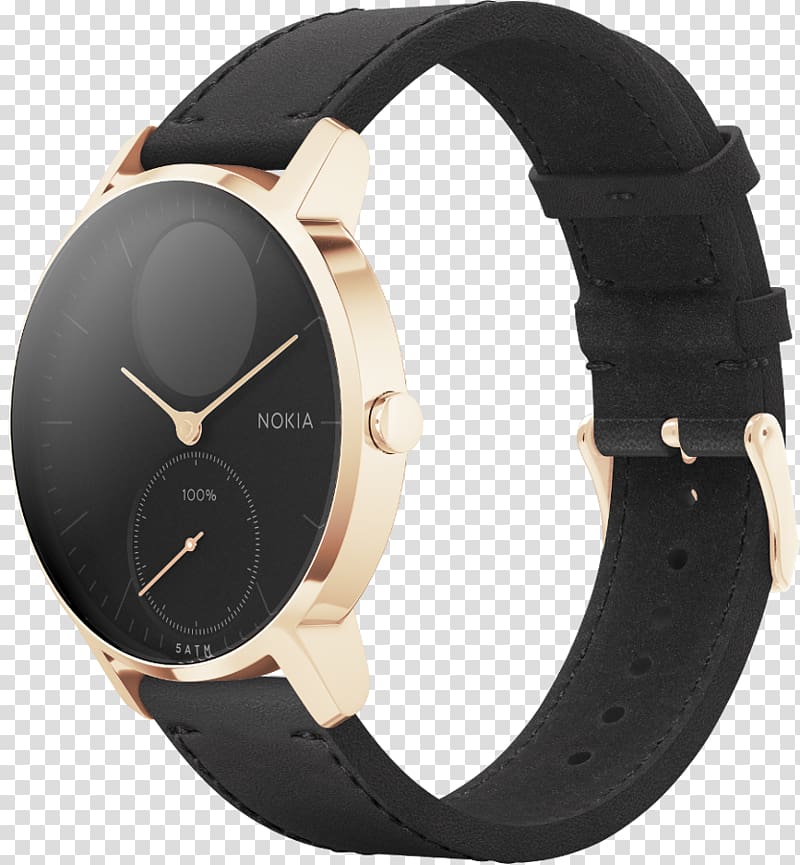 Nokia Steel HR Activity tracker Smartwatch Leather, watch transparent background PNG clipart