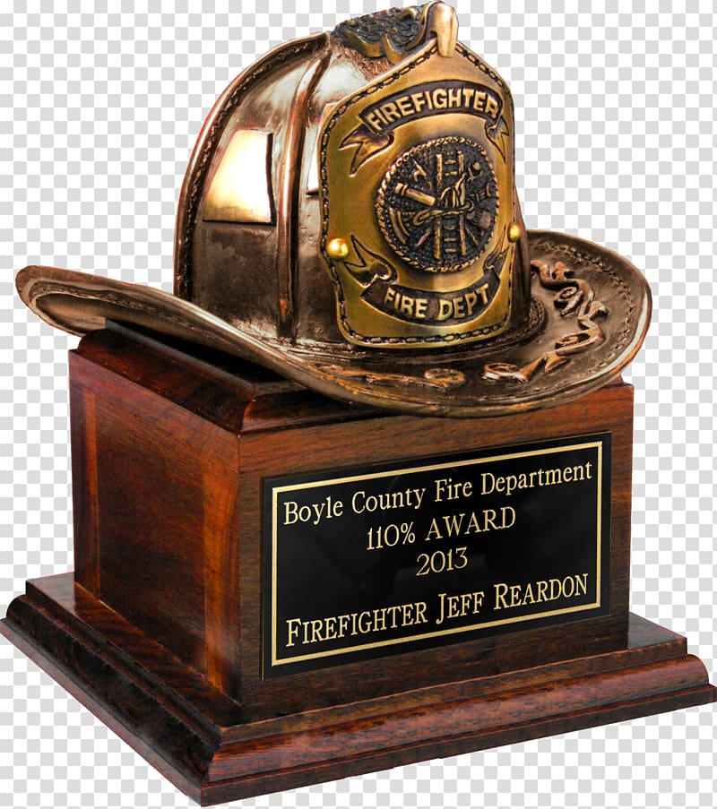 Award Firefighter\'s helmet Trophy Commemorative plaque, Firefighter transparent background PNG clipart