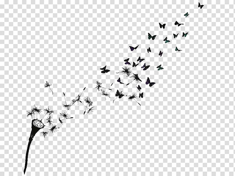 Butterfly effect Common Dandelion Bird Tattoo, butterfly transparent background PNG clipart