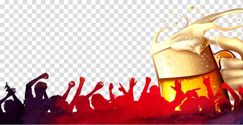 person holding mug of beer with crowd , Beer Oktoberfest Poster Advertising, carnival transparent background PNG clipart