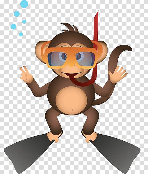 Monkey , The monkey with oxygen in the water transparent background PNG clipart