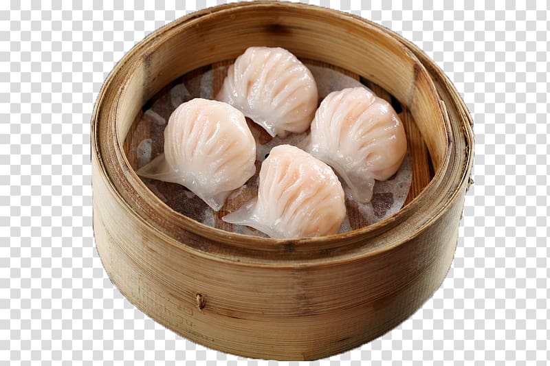 dumplings in brown wooden steamer, Dim sum Xiaolongbao Har gow Yum cha Dumpling, Crystal shrimp dumplings transparent background PNG clipart