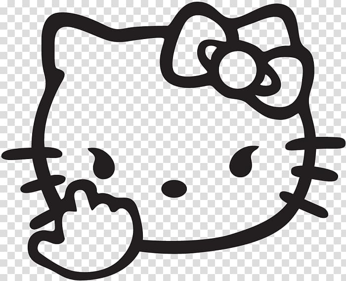 Hello Kitty Wall decal Bumper sticker, finger sticker middle finger transparent background PNG clipart