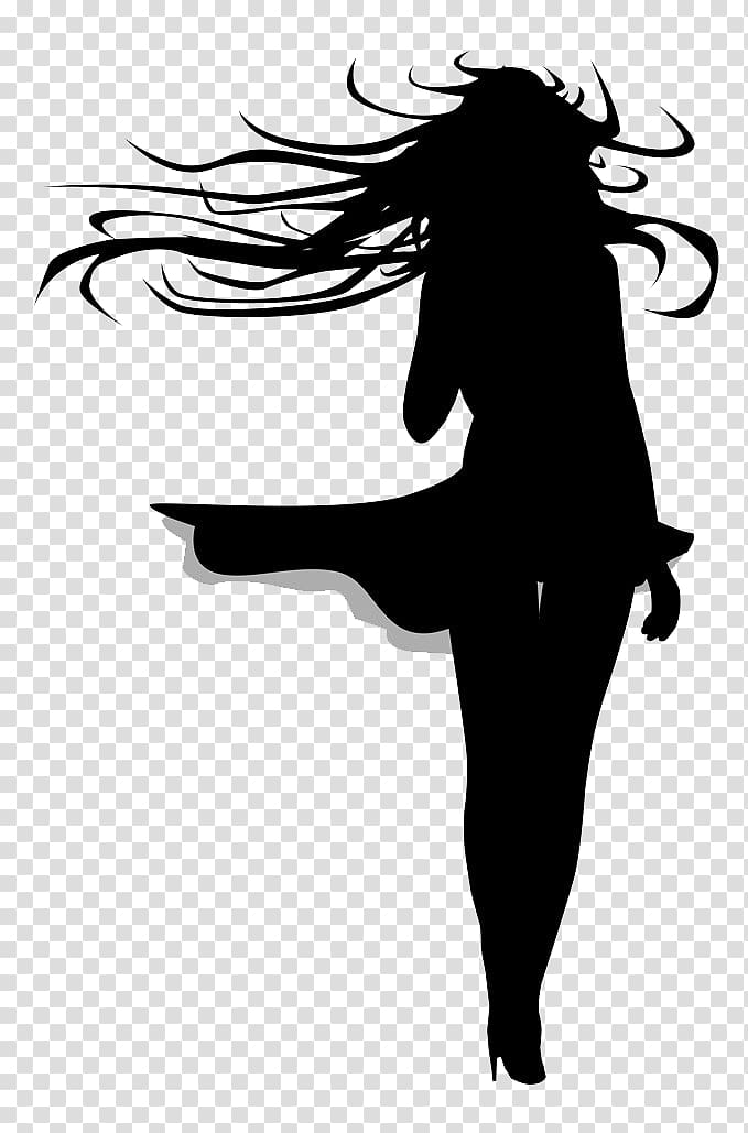 Wind Hair Drawing , Black figure silhouette transparent background PNG clipart