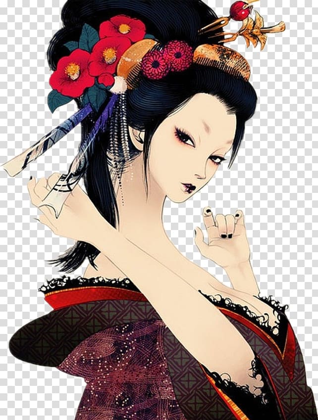 Japanese art Geisha Illustrator, japan transparent background PNG clipart