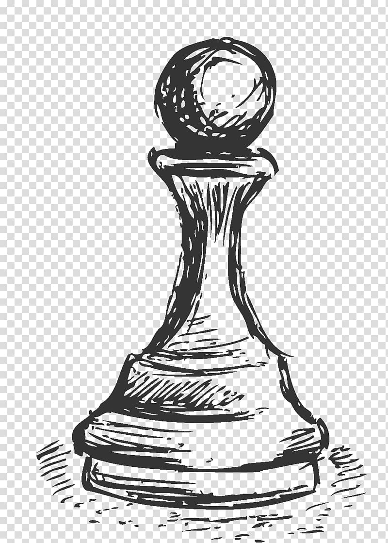 chess piece art, Chess Drawing Sketch, pawn transparent background PNG clipart