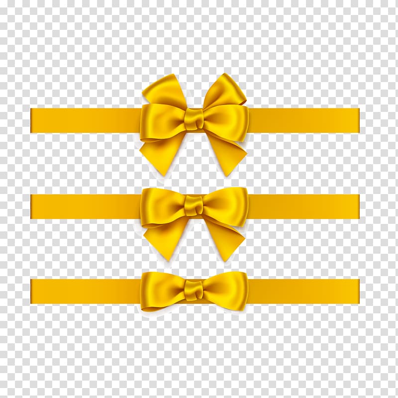 three yellow ribbons, Ribbon Bow and arrow Euclidean , Gold bow transparent background PNG clipart