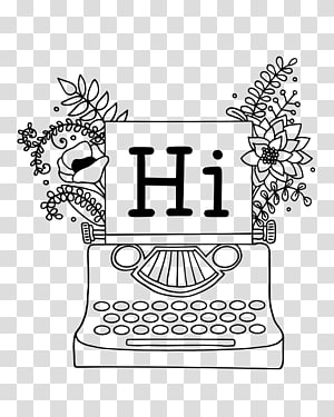 Coloring book Drawing Vintage clothing , Typewriter transparent background PNG clipart thumbnail