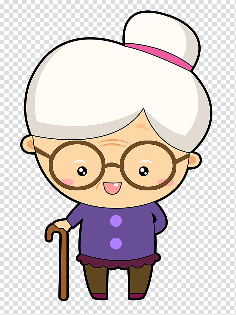 woman with walking cane , Cartoon Grandparent , Grandma transparent background PNG clipart