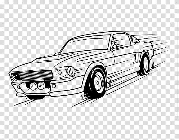 Ford Mustang Car Coloring book Drawing, Retro-style Automobile transparent background PNG clipart