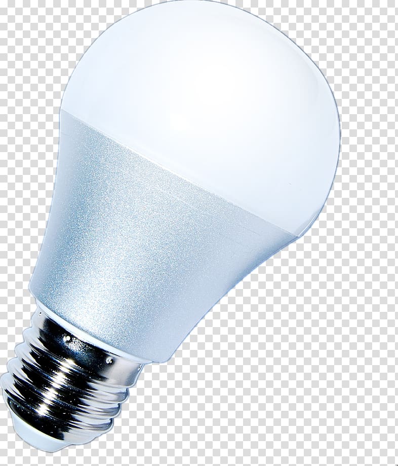 white light bulb, Incandescent light bulb LED lamp Light-emitting diode, Silver LED bulb transparent background PNG clipart