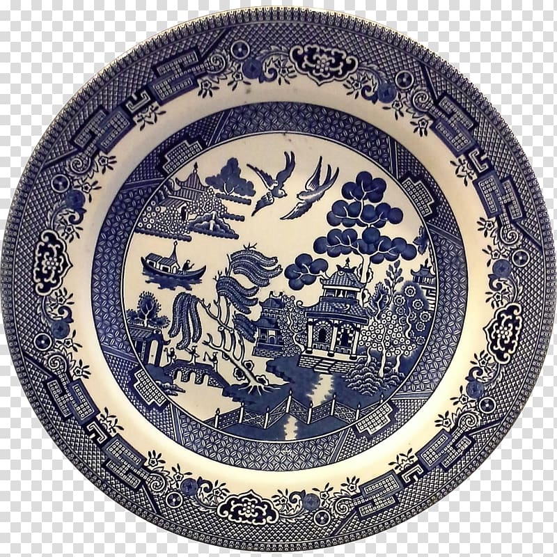 Willow pattern Tableware Plate Churchill China, Plate transparent background PNG clipart