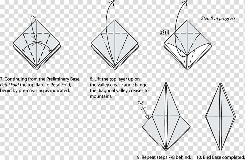 Bases classiques de l\'origami Bird Crane Paper, origami transparent background PNG clipart