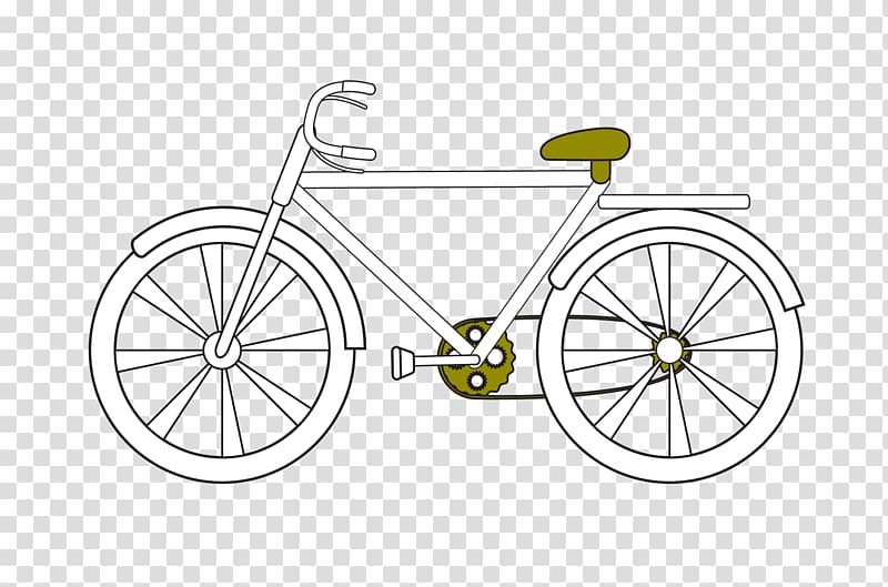 Bicycle wheel Road bicycle Hybrid bicycle Bicycle frame, Cartoon drawing bicycle transparent background PNG clipart