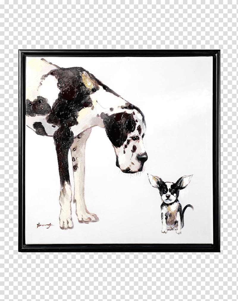 Dalmatian dog Bulldog Oil painting Canvas, hand-decorated home life paintings transparent background PNG clipart