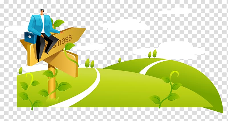 Cartoon Illustration, Cartoon arrow signs man sitting grass transparent background PNG clipart