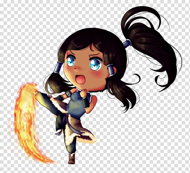 Korra Anime Dark skin Chibi Female, Chibi transparent background PNG clipart