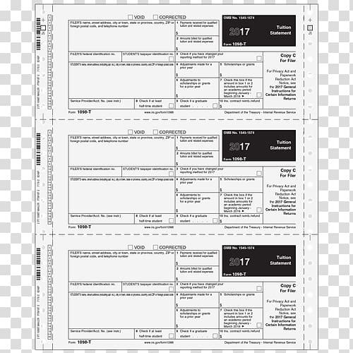 Form 1098-T Tax report Document, Form 1098t transparent background PNG clipart