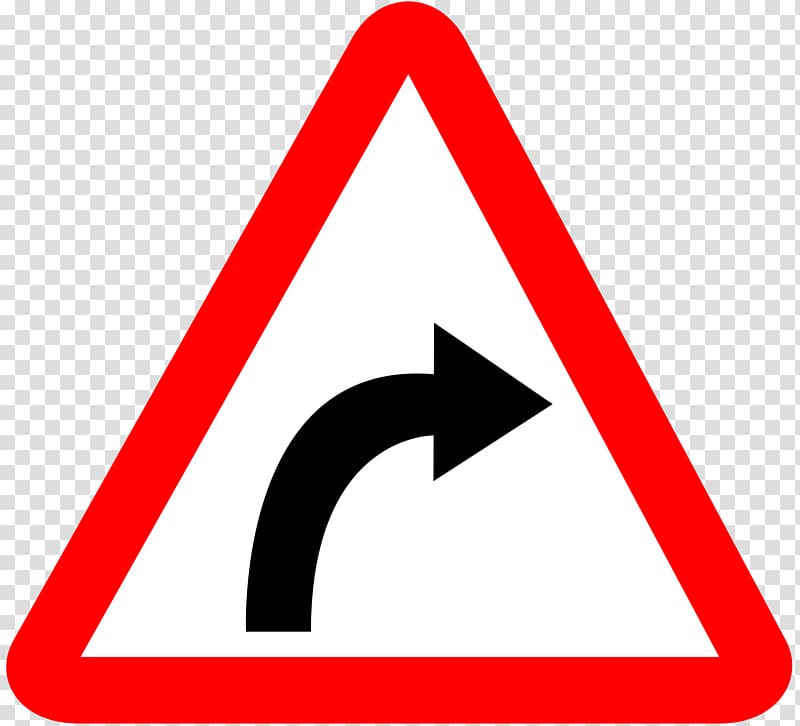 Traffic sign Warning sign Curve Road, signboard transparent background PNG clipart