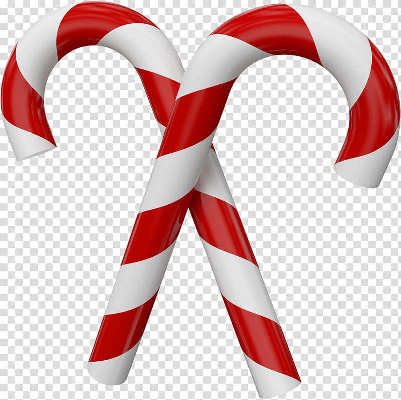 two white-and-red candy canes, Candy cane Christmas , Large Christmas Candy Canes transparent background PNG clipart