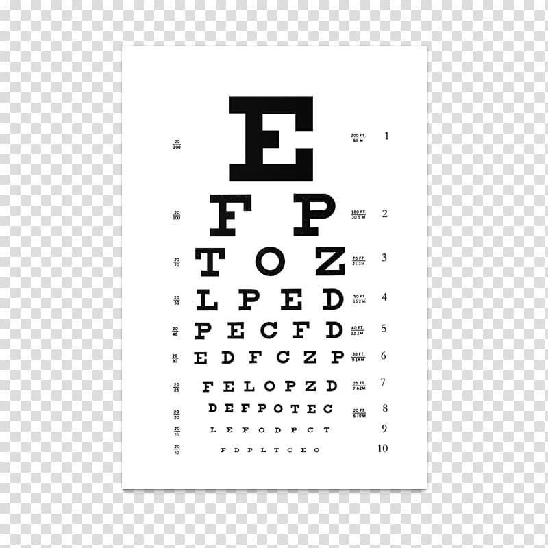 Number Snellen chart Eye chart Line Point, fortune poster transparent background PNG clipart