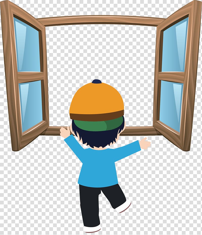 Window Cartoon , hand-painted open windows transparent background PNG clipart