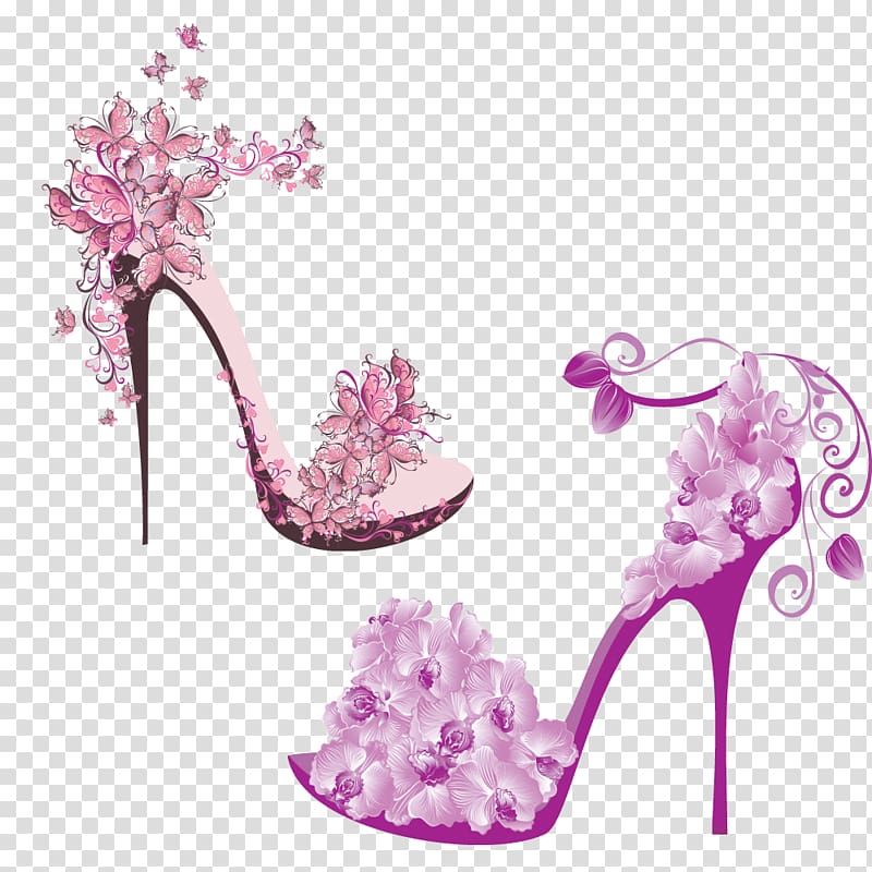 High-heeled footwear Tattoo Shoe Stiletto heel, Imaginatively decorated high heels transparent background PNG clipart