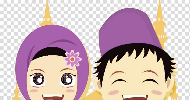 smiling boy and girl illustration, Ketupat Eid al-Fitr Ramadan , Ramadan transparent background PNG clipart