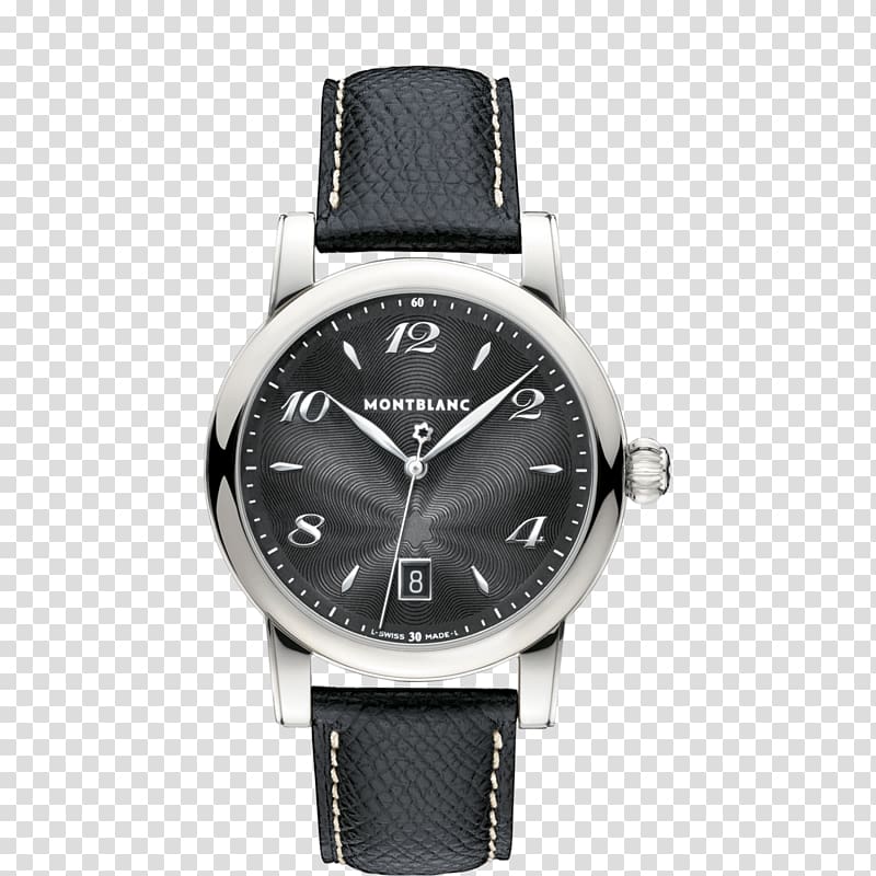Montblanc Watch Leather Quartz clock Chronograph, Montblanc watch black male watch transparent background PNG clipart