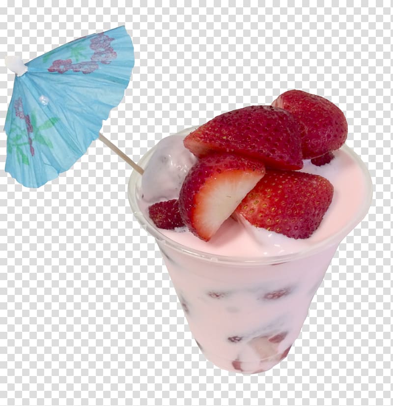 Sundae Frozen yogurt Cream Snow cone Cocktail garnish, strawberry transparent background PNG clipart