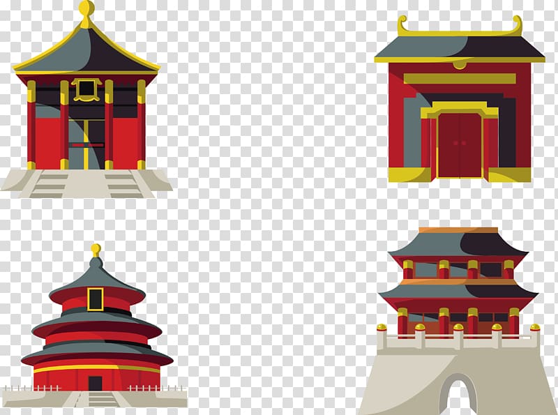 red pagoda illustration, Temple of Heaven Chinese pagoda, Chinese temple collection transparent background PNG clipart