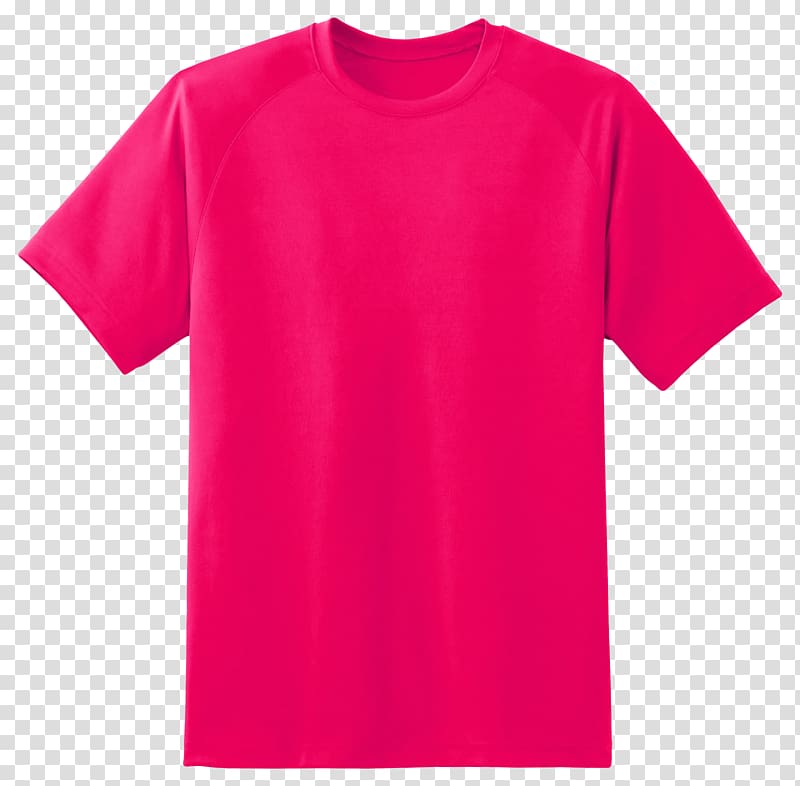 red crew-neck t-shirt, T-shirt Red Pink Sleeve, T Shirt transparent background PNG clipart
