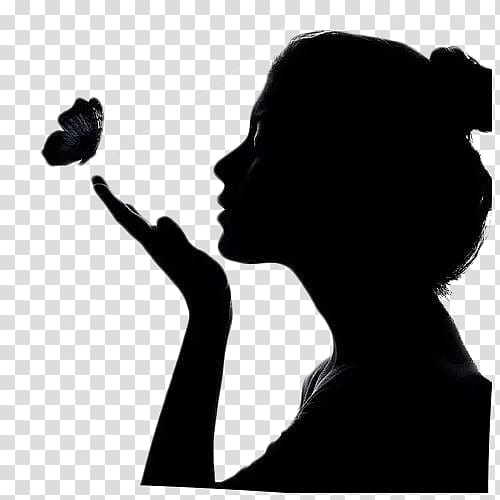 woman blowing her hand, SilhouetteGirl Shadow Woman, Girl side face transparent background PNG clipart
