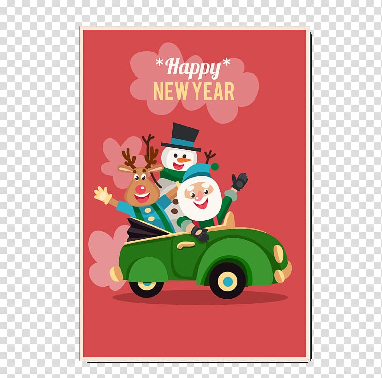 Santa Claus Christmas Eve Christmas tree, Santa Claus Greeting Cards by car material transparent background PNG clipart