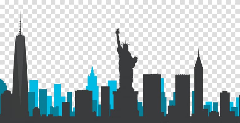 Manhattan Skyline Drawing , Silhouette transparent background PNG clipart