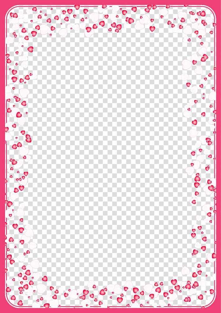 Love Valentine's Day Heart, Pink heart-shaped frame, red and white heart boarder transparent background PNG clipart