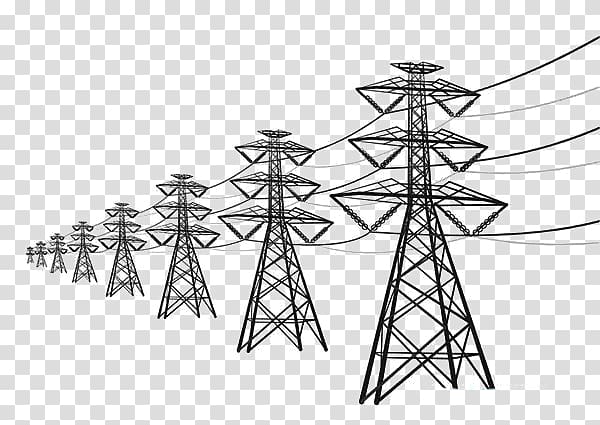 black transmission tower , High voltage High-voltage cable Electric power transmission, High voltage wire transparent background PNG clipart