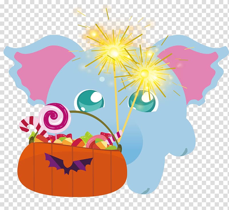 The little elephant who sells candy transparent background PNG clipart