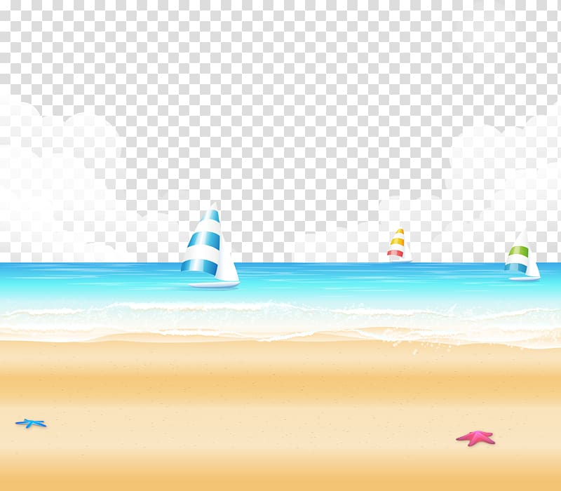 sail boats near seashore illustration, Sandy Beach Shore Sea, beach transparent background PNG clipart