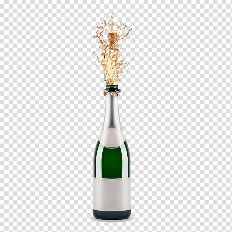 champagne bottle bursting, Champagne Wine Bottle, Spilled champagne transparent background PNG clipart