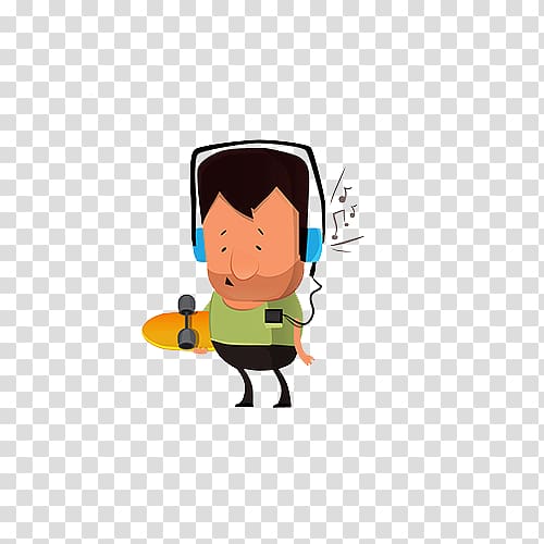 , Listening to music with skateboard uncle transparent background PNG clipart