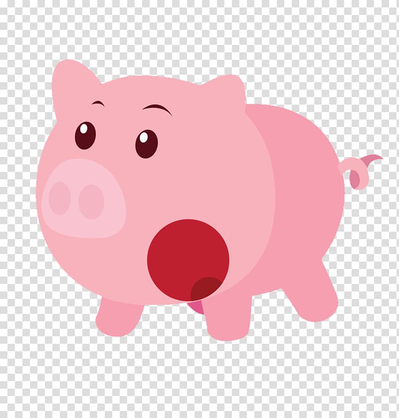 Domestic pig Cartoon Illustration, Pink pig material transparent background PNG clipart