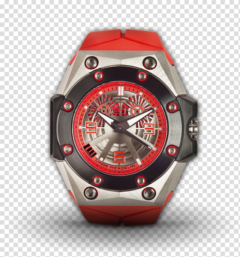 Linde Werdelin Watch Red Strap Titanium, circular water ripples transparent background PNG clipart
