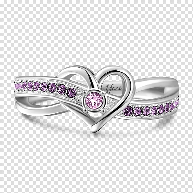 Amethyst Wedding ring Birthstone Jewellery, true love sends good gift transparent background PNG clipart