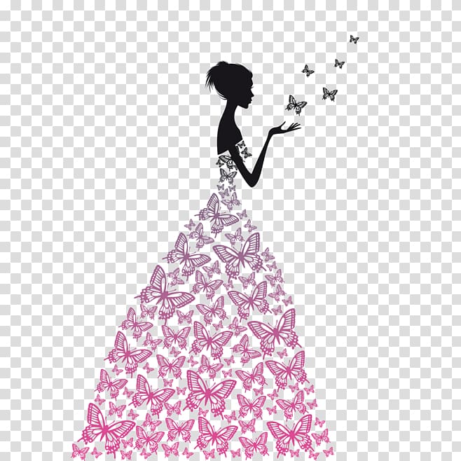 illustration Wedding dress , Butterfly Beauty transparent background PNG clipart