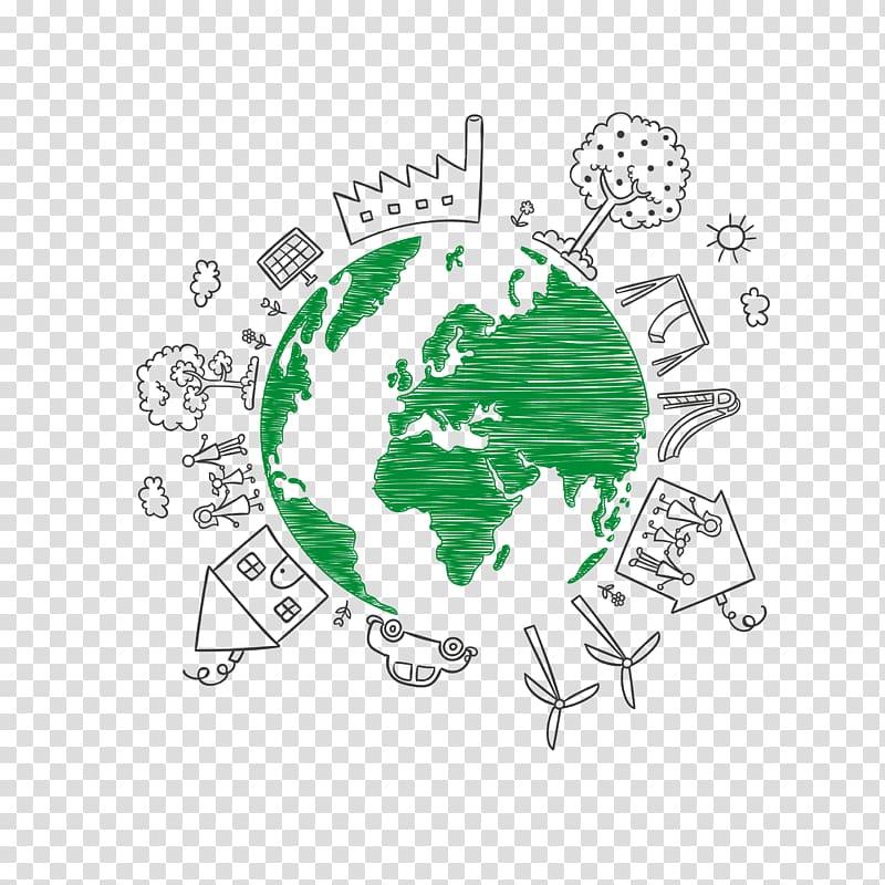 Earth Day Drawing Illustration, Hand painted the earth village transparent background PNG clipart