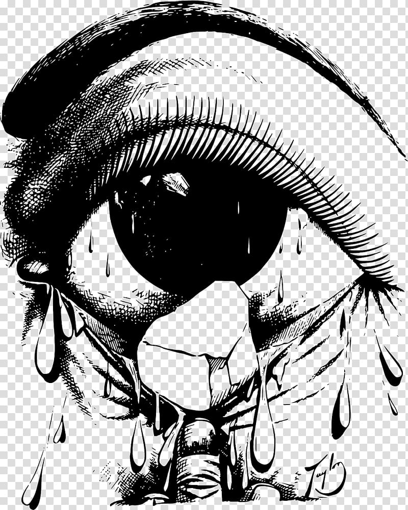 sketch of an eye with tears clipart