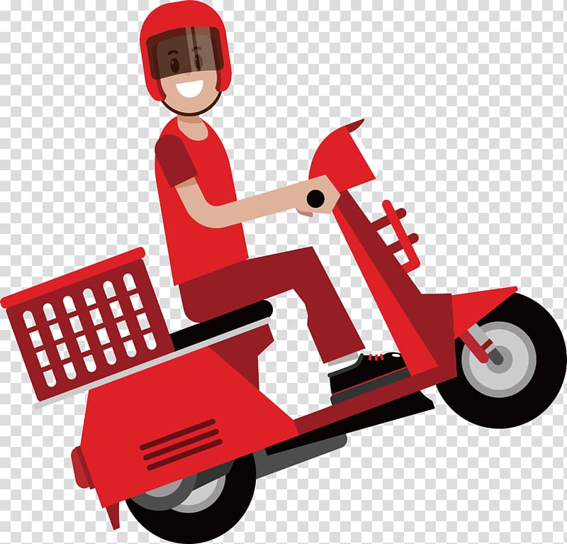 delivery guy riding scooter illustation, Delivery Take-out Courier Euclidean , Motorcycle couriers transparent background PNG clipart