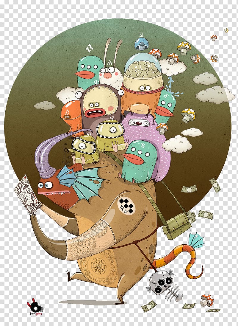 T-shirt Monster Drawing Illustration, Creative hand-painted little monsters. transparent background PNG clipart