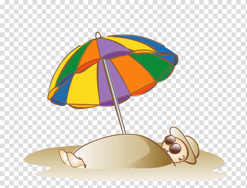 Sandy Beach Umbrella, People under the sand transparent background PNG clipart